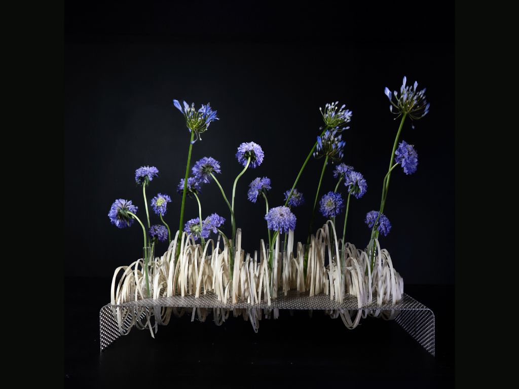 Rectangular Tray Wooden Swirling Arrangement